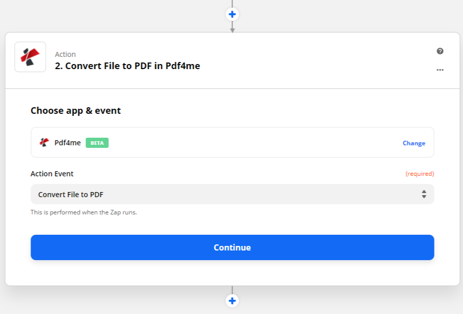 Cliquez pour agrandir Choisir l'action de conversion PDF4me